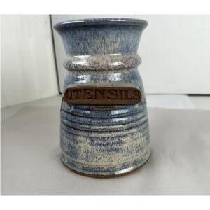 Crock Utensils Pottery Red Duck Gray Browns Sedona Arizona Glazed Signed